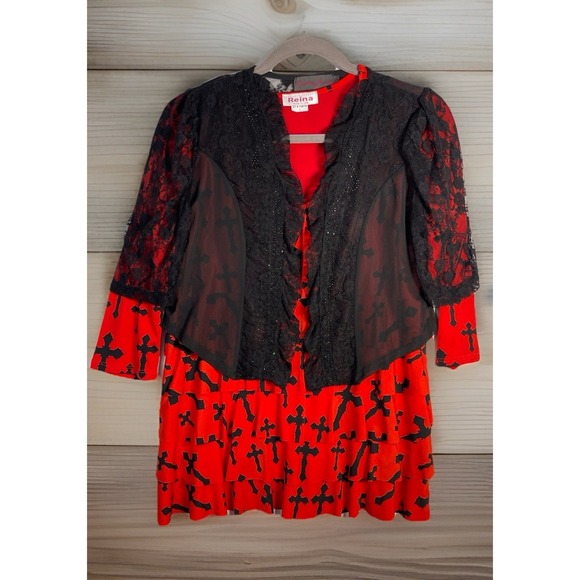 Pretty Angel Tops - Pretty‎ Angel Silk Blend Lace Vest Black/Reina Cascading Top S~L Red Whimsy Goth